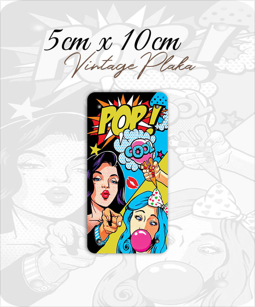 pop art vintage küçük magnet plaka