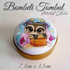 kids baykuş desenli bombeli metal kutu