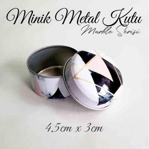 Marble Desenli Minik Metal Kutu - Görsel 2