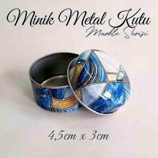 Marble Desenli Minik Metal Kutu - Görsel 2