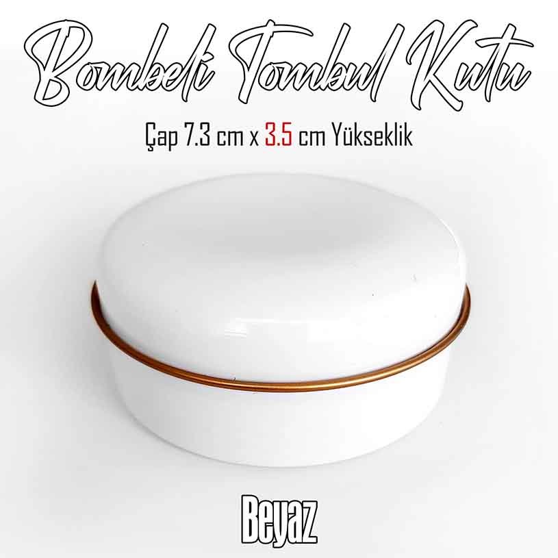 Beyaz Renkli Bombeli Metal Kutu
