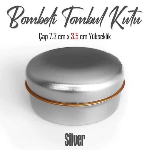 Silver Renkli Bombeli Metal Kutu