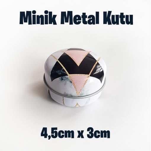 Marble Desenli Minik Metal Kutu