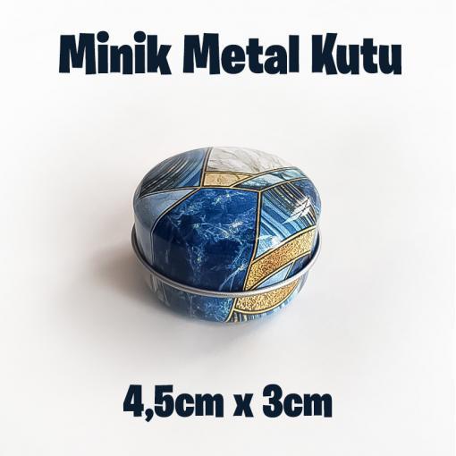 Marble Desenli Minik Metal Kutu