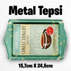 Vintage Desenli Metal Tepsi