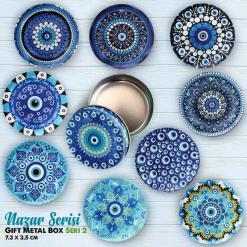 Nazar Desenli Bombeli Metal Kutu ( 10 adet)