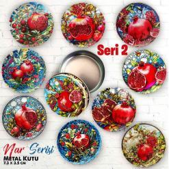 Nar Desenli Bombeli Metal Kutu ( 10 adet)