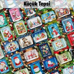 Yeni Yıl Temalı Metal Küçük Tepsi (100 adet)